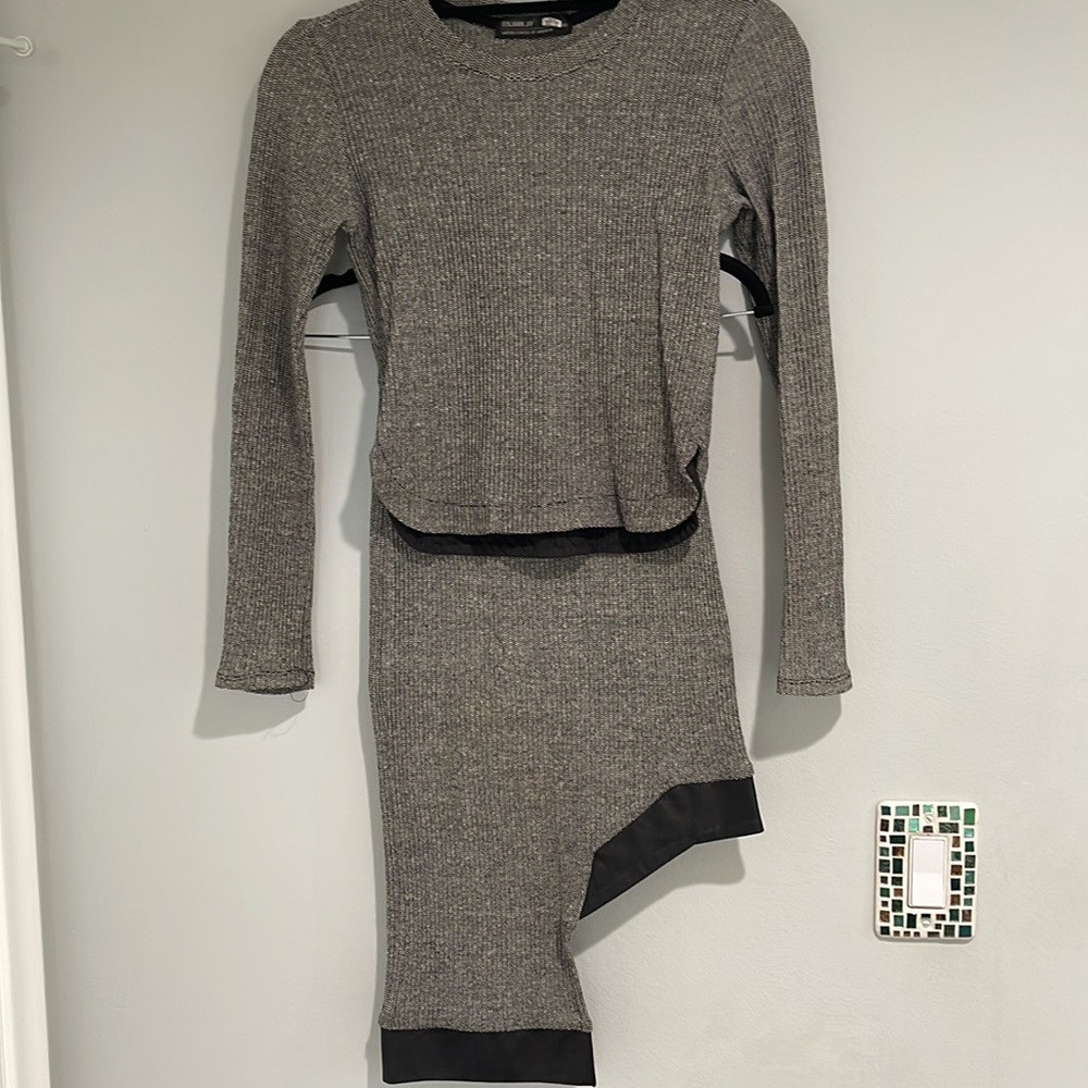 Benjamin Jay Matching Set - long sleeve crop top with asymmetrical skirt
